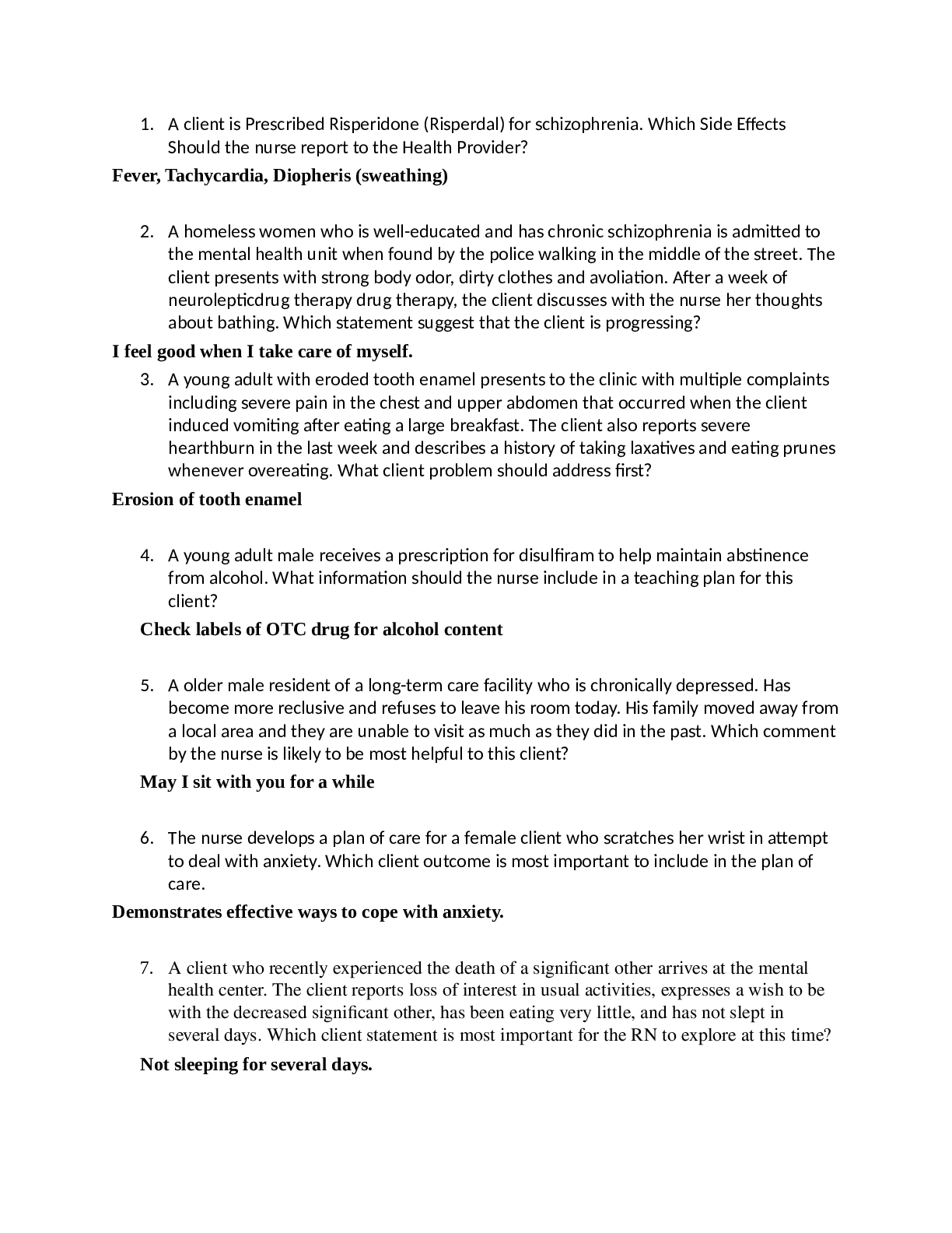 Preview image for HESI RN MENTAL HEALTH V2